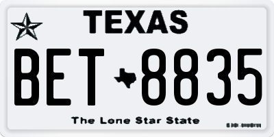 TX license plate BET8835