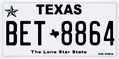 TX license plate BET8864