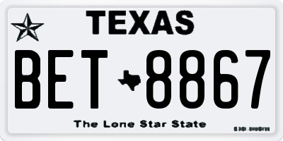 TX license plate BET8867