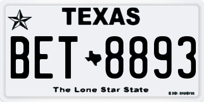 TX license plate BET8893