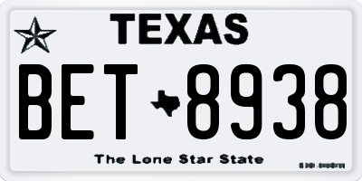 TX license plate BET8938