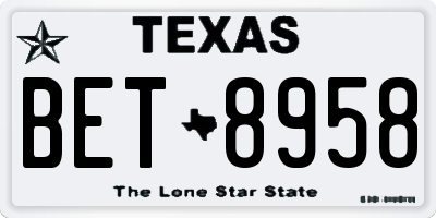 TX license plate BET8958