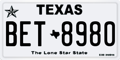 TX license plate BET8980
