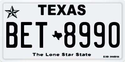 TX license plate BET8990