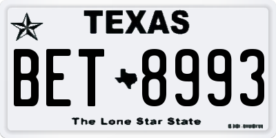 TX license plate BET8993