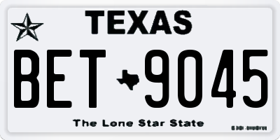 TX license plate BET9045