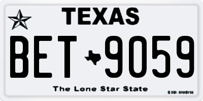 TX license plate BET9059