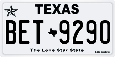 TX license plate BET9290
