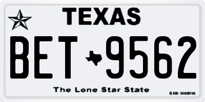 TX license plate BET9562