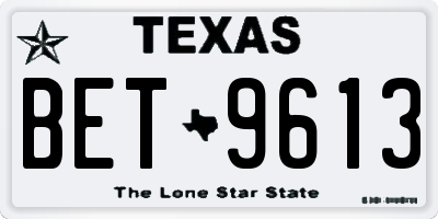 TX license plate BET9613