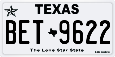 TX license plate BET9622