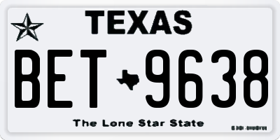 TX license plate BET9638