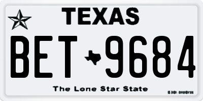 TX license plate BET9684