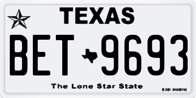 TX license plate BET9693