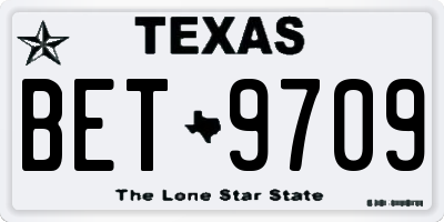 TX license plate BET9709
