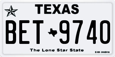 TX license plate BET9740
