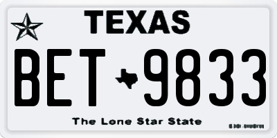 TX license plate BET9833