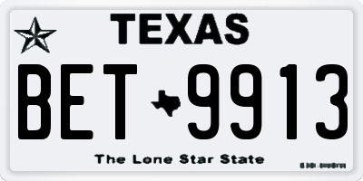 TX license plate BET9913