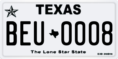 TX license plate BEU0008