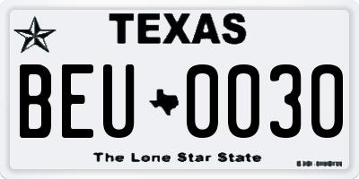 TX license plate BEU0030