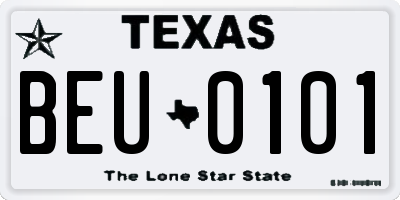 TX license plate BEU0101