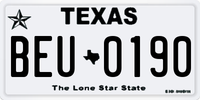 TX license plate BEU0190