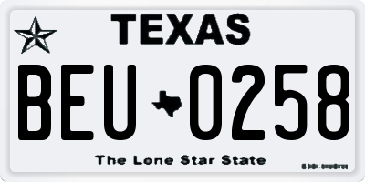 TX license plate BEU0258