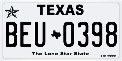 TX license plate BEU0398