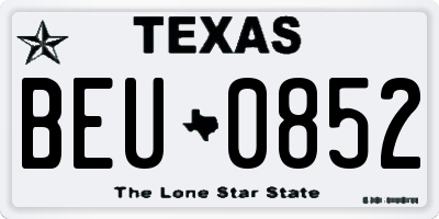 TX license plate BEU0852