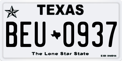 TX license plate BEU0937