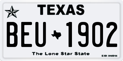 TX license plate BEU1902