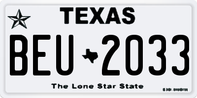 TX license plate BEU2033