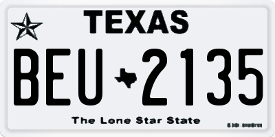 TX license plate BEU2135