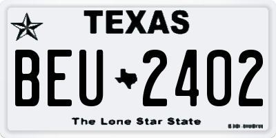 TX license plate BEU2402