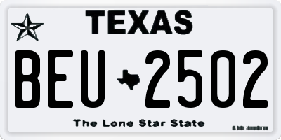 TX license plate BEU2502
