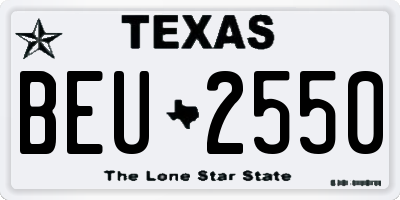 TX license plate BEU2550