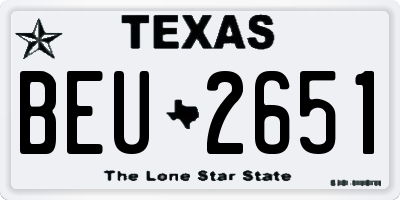TX license plate BEU2651