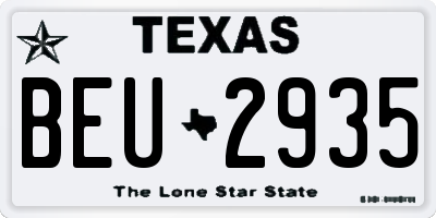 TX license plate BEU2935