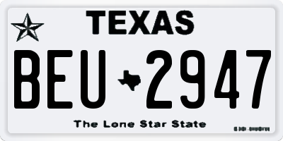 TX license plate BEU2947