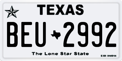 TX license plate BEU2992
