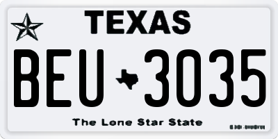 TX license plate BEU3035