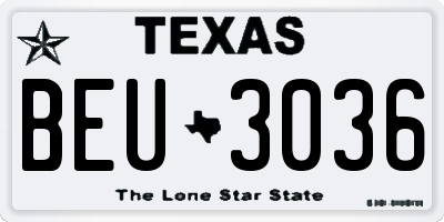 TX license plate BEU3036
