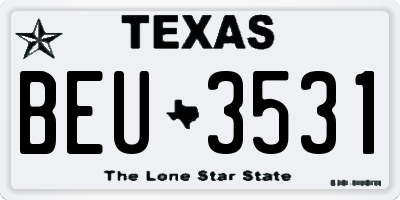 TX license plate BEU3531
