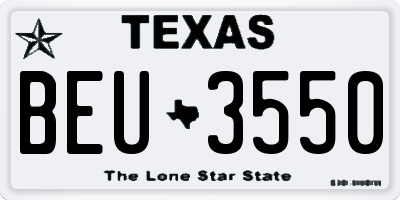 TX license plate BEU3550