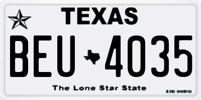 TX license plate BEU4035