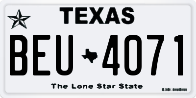 TX license plate BEU4071