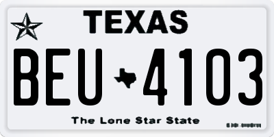 TX license plate BEU4103