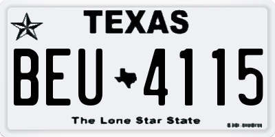 TX license plate BEU4115