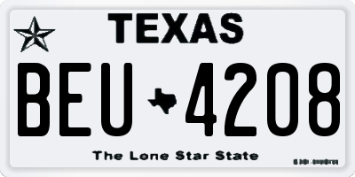 TX license plate BEU4208