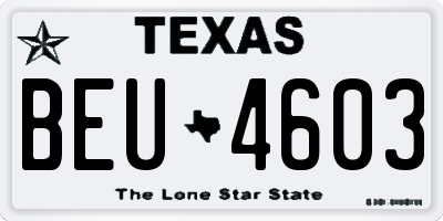 TX license plate BEU4603